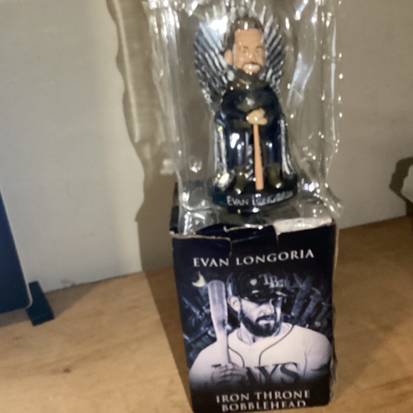 Evan Longoria MLB Tampa Bay Rays Game Of Thrones Iron Throne Bobble Head + Flag - Picture 1 of 16